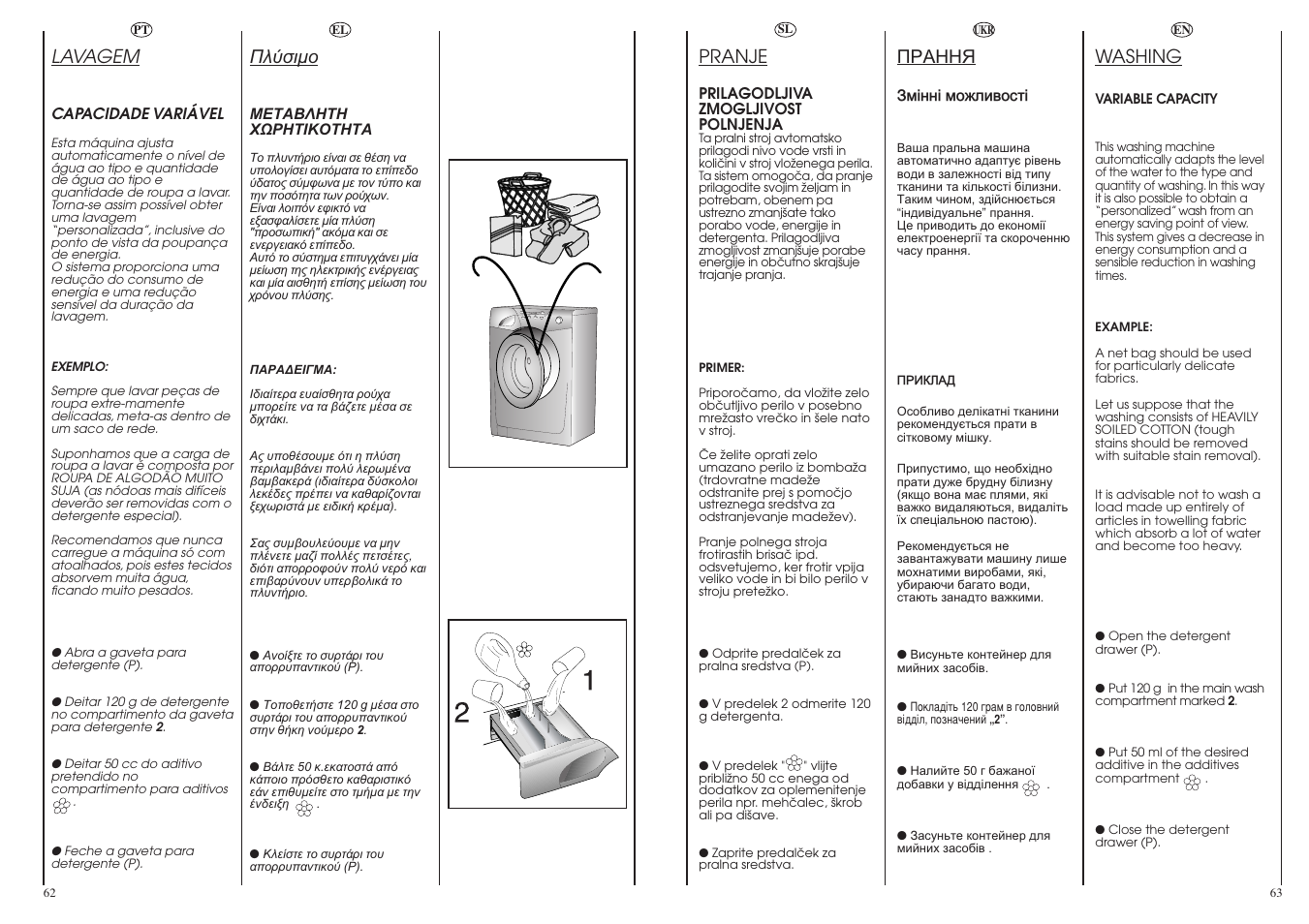 Lavagem, Pranje, Ïpàííß | Washing | Candy GO68-18S User Manual | Page 32 / 41