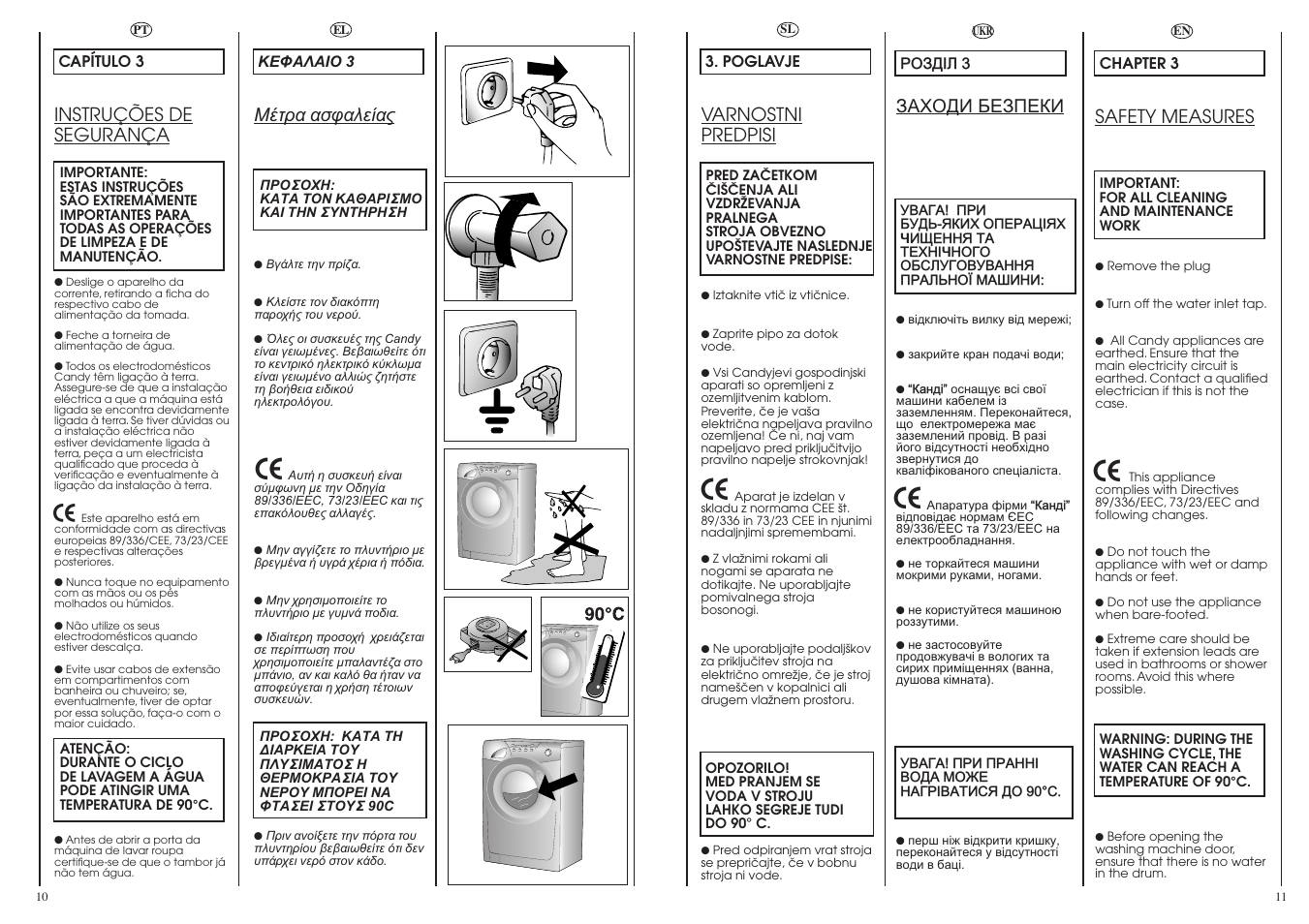 Instruções de segurança, Varnostni predpisi, Заходи безпеки | Safety measures | Candy GO68-18S User Manual | Page 6 / 41