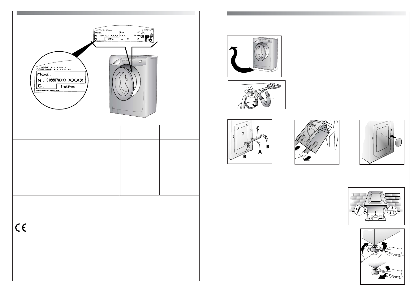 Setting up + installation, Technical data | Candy GO4 1264 D-16S User Manual | Page 14 / 17