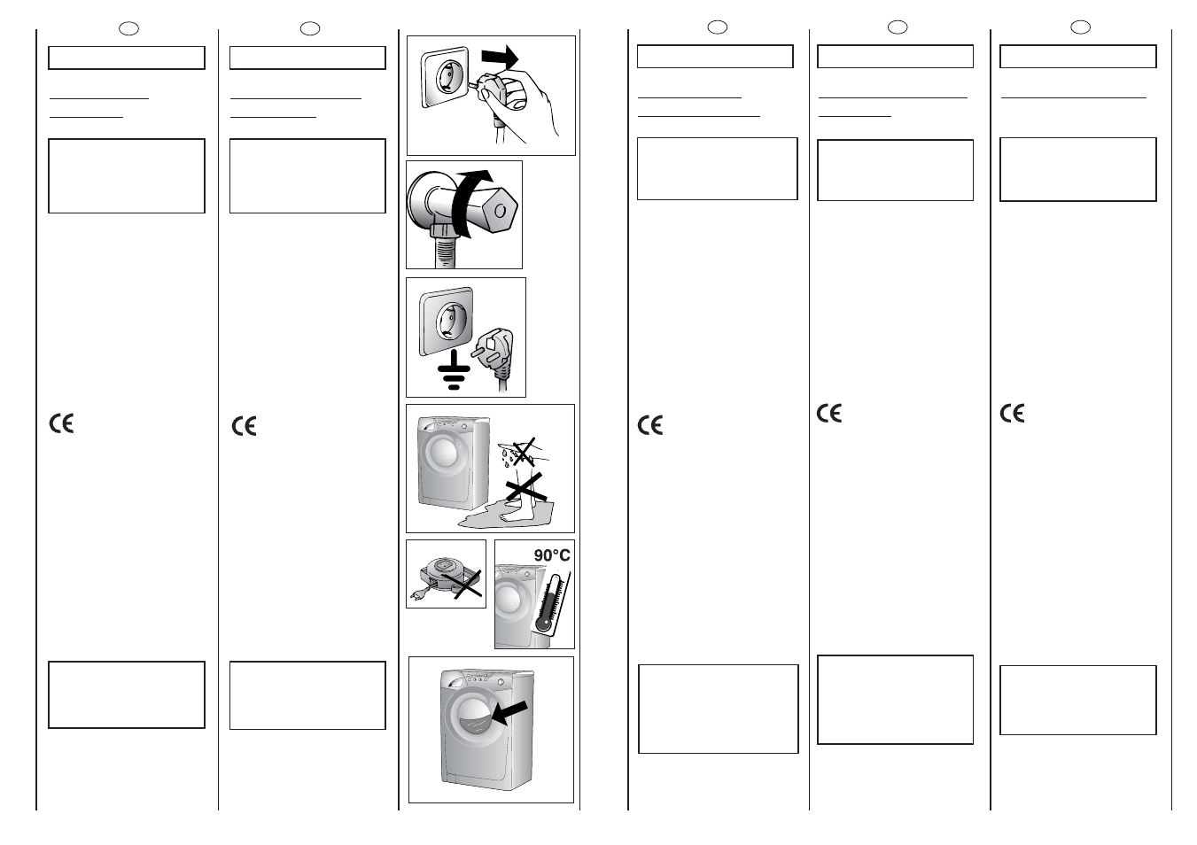 Prescrizioni di sicurezza, Mesures de securite, Sicherheits- vorschriften | Veiligheidsmaat- regelen, Safety measures | Candy GO 146-86S User Manual | Page 6 / 41