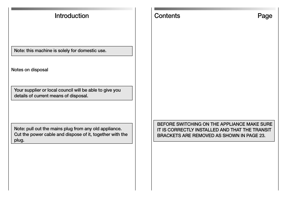 Contents page, Introduction | Candy CN 450 UK User Manual | Page 2 / 17