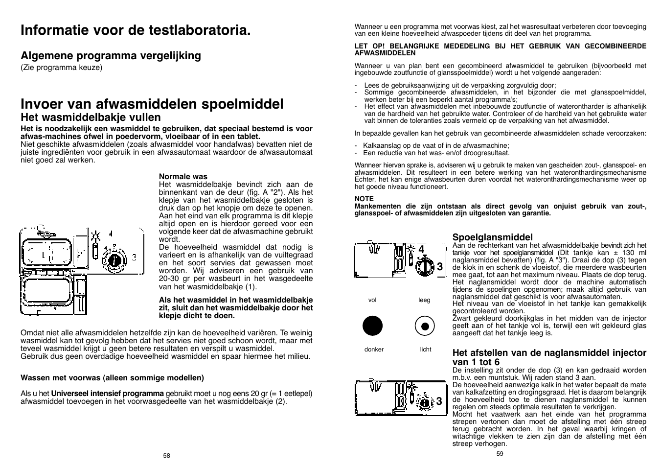 Informatie voor de testlaboratoria, Invoer van afwasmiddelen spoelmiddel | Candy DFI 95 T User Manual | Page 30 / 77