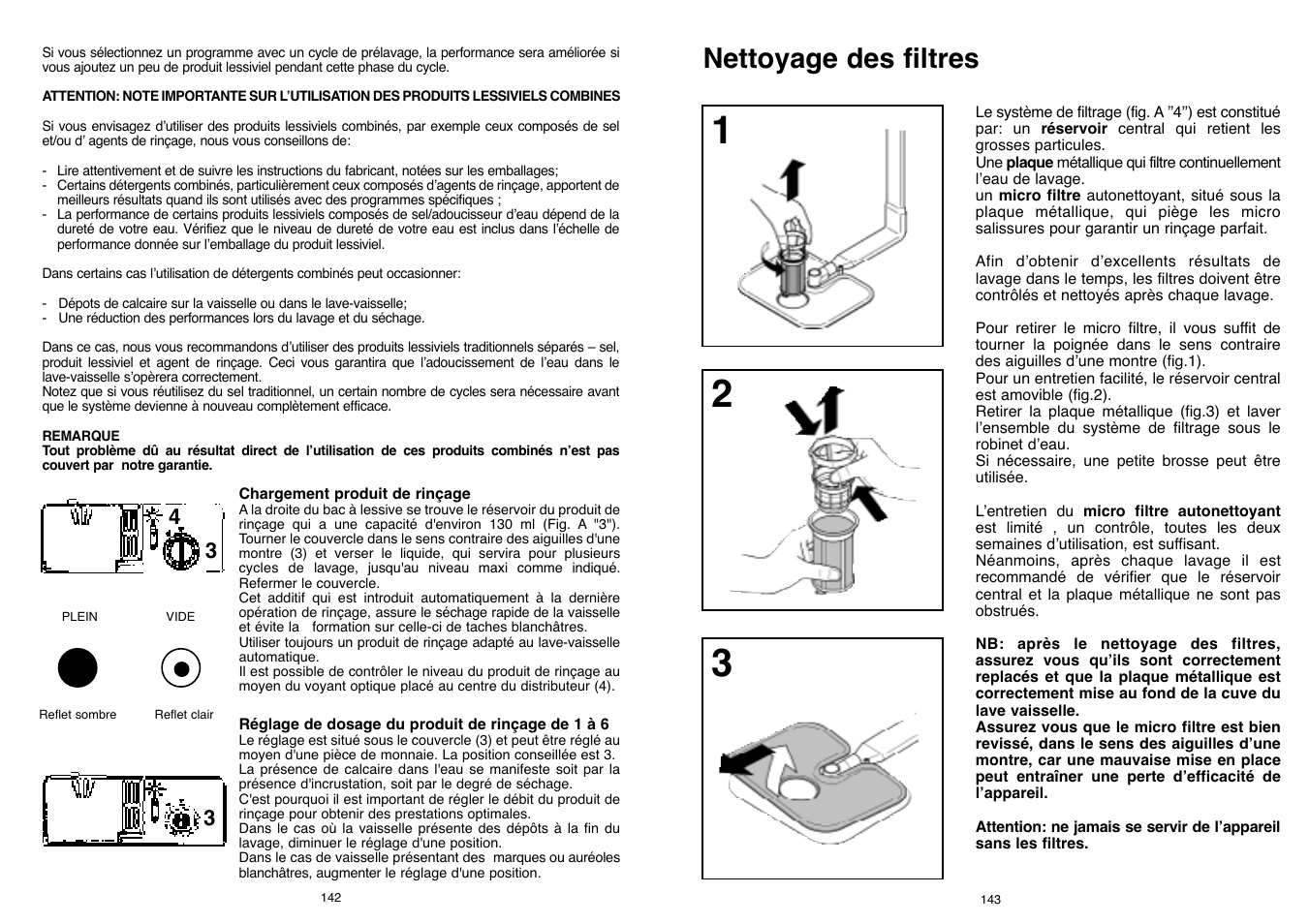 Nettoyage des filtres | Candy DFI 95 T User Manual | Page 72 / 77