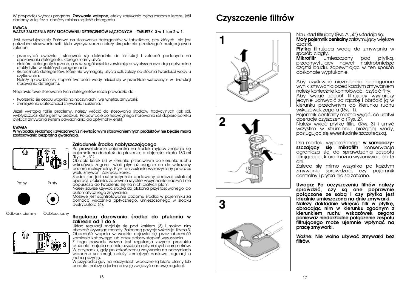 Czyszczenie filtrów | Candy DFI 95 T User Manual | Page 9 / 77