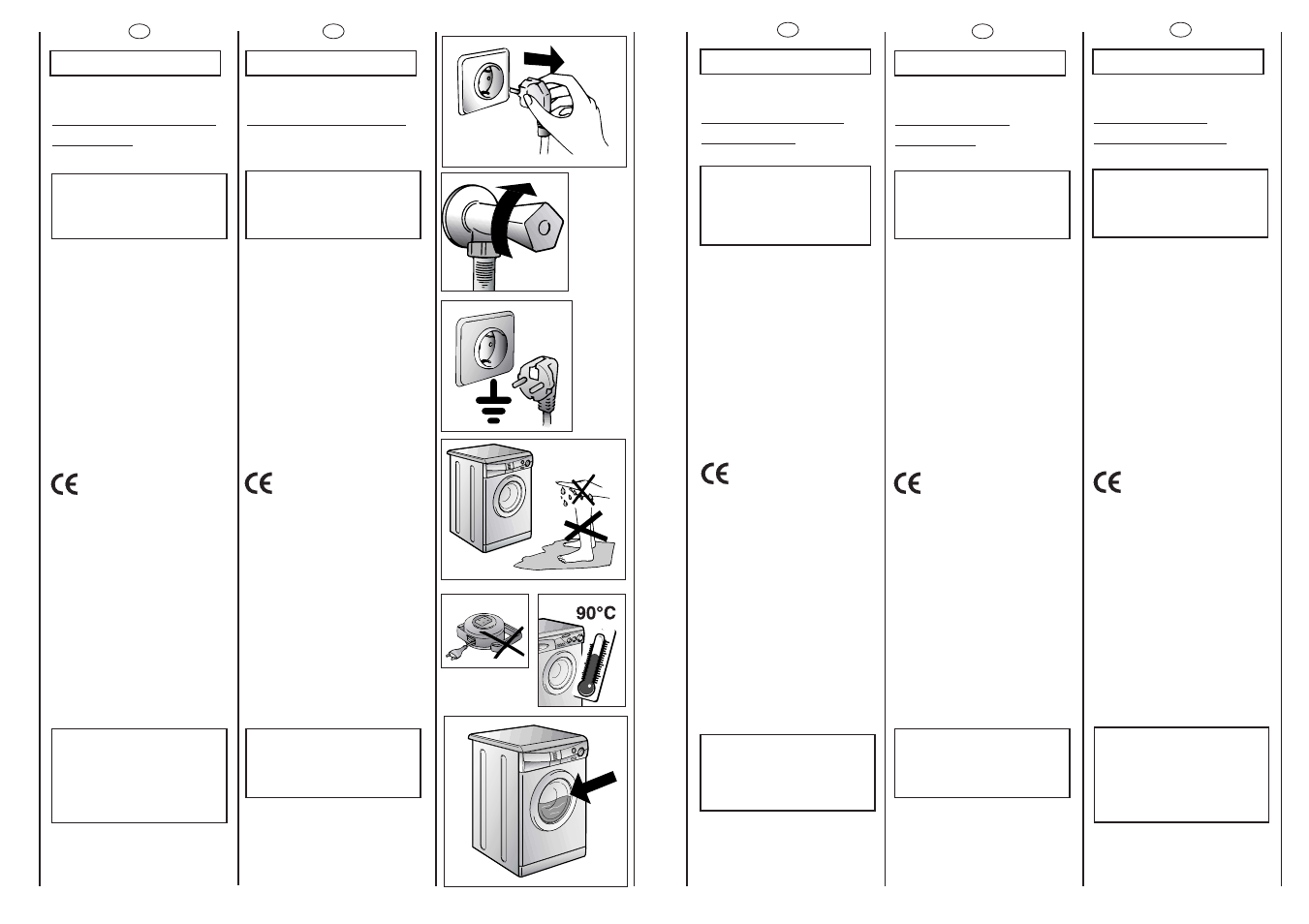 Sicherheits- vorschriften, Safety measures, Mesures de securite | Veiligheidsmaat- regelen, Prescrizioni di sicurezza | Candy LB CNE 148 T SY User Manual | Page 6 / 33
