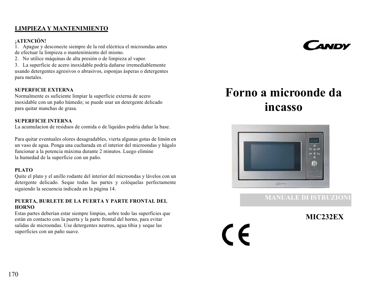 Forno a microonde da incasso | Candy FM MIC 232 EX User Manual | Page 27 / 98