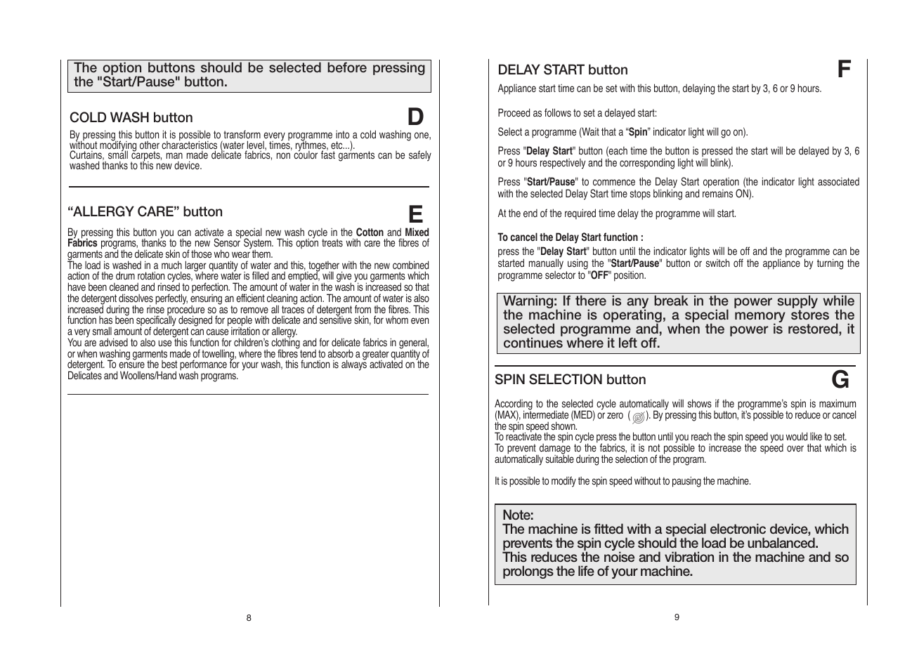 Candy GO FS272-80 User Manual | Page 5 / 17
