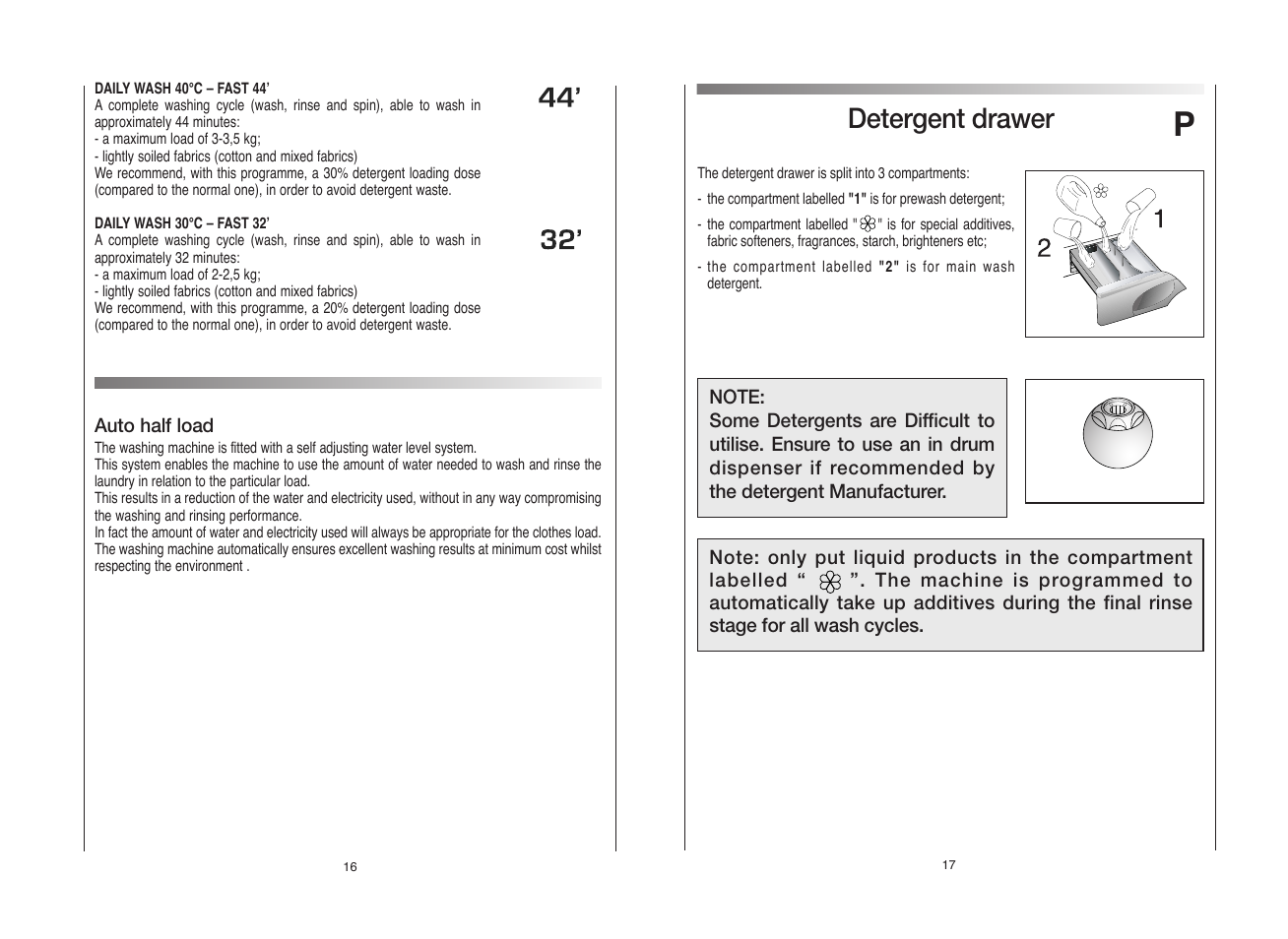 Detergent drawer | Candy GO FS272-80 User Manual | Page 9 / 17