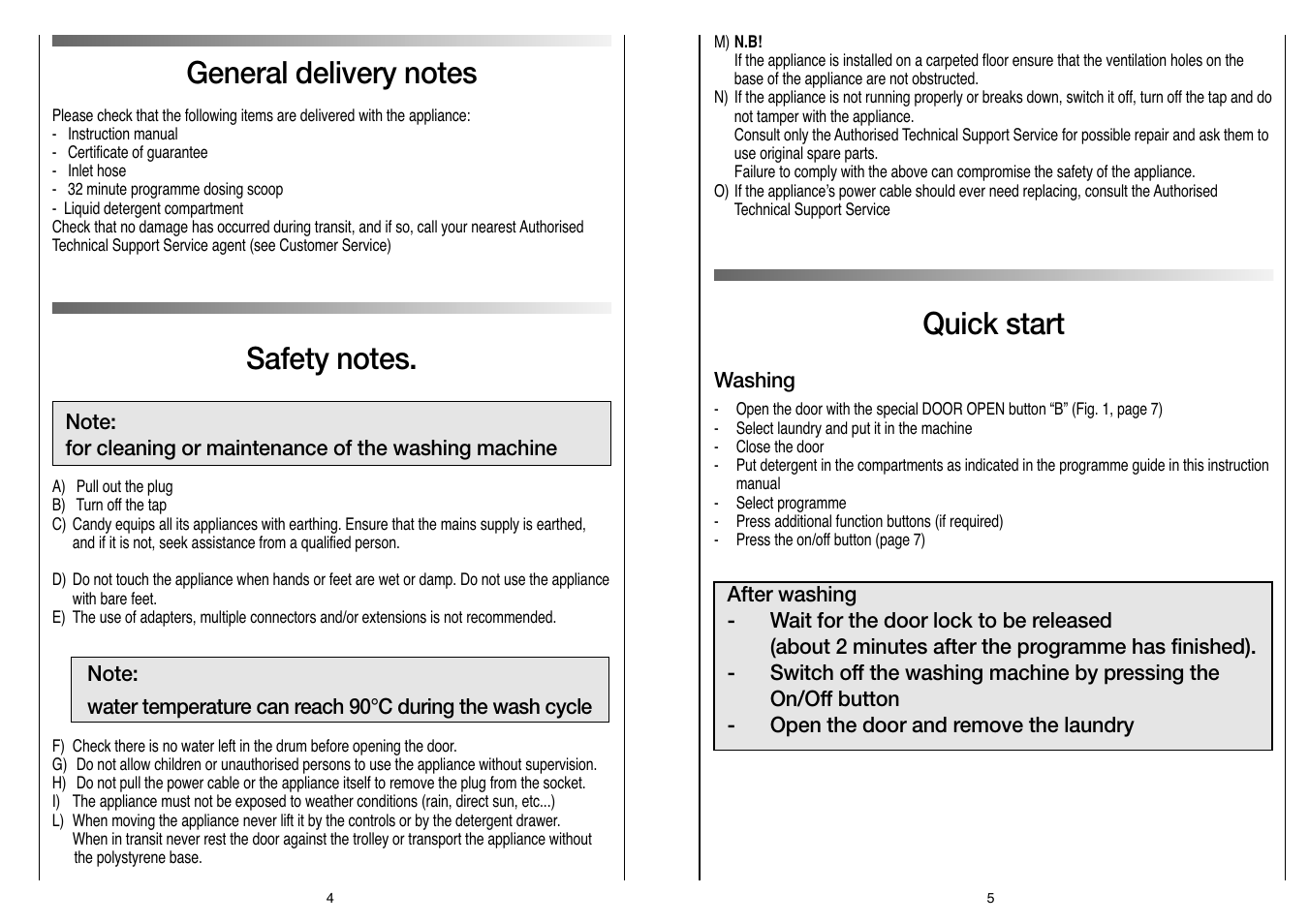 Quick start | Candy CN 105 T User Manual | Page 3 / 17