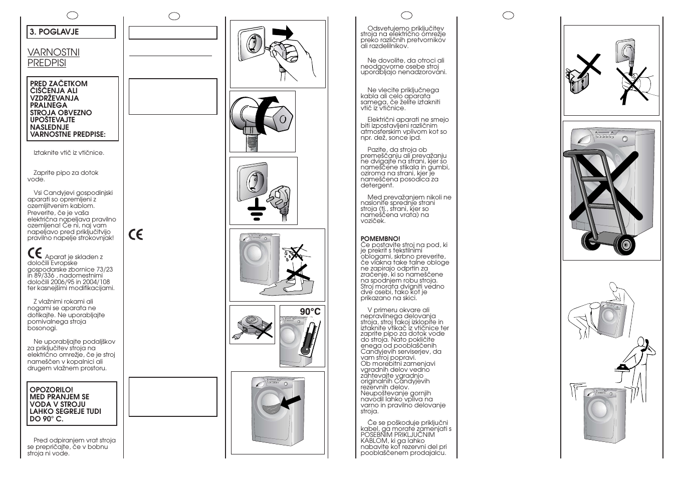 Safety measures, Varnostni predpisi | Candy GO 1460D-36S User Manual | Page 4 / 21