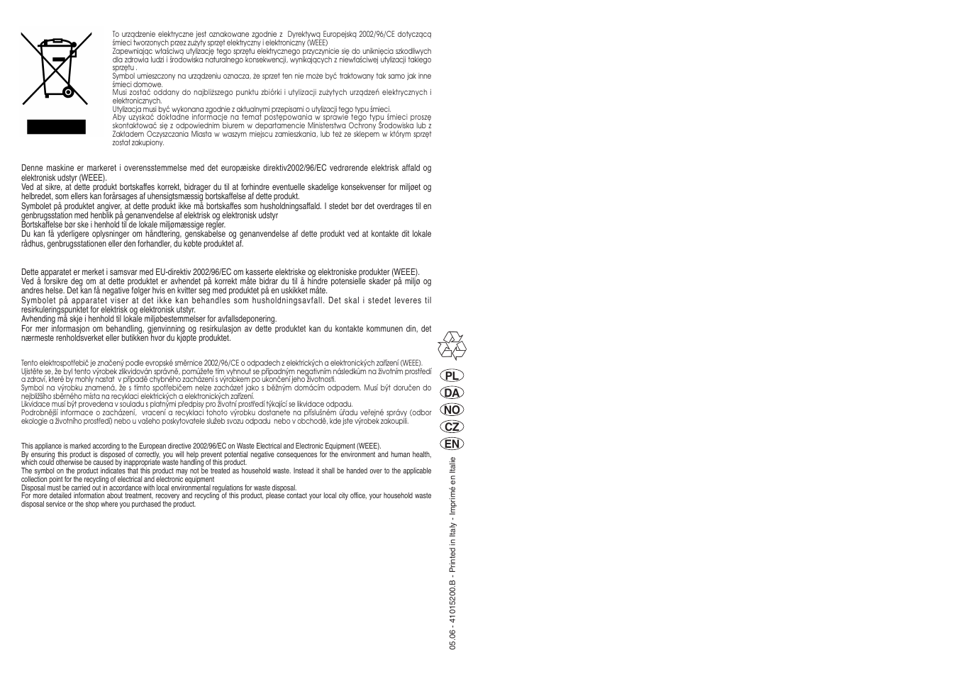 Candy CS1105-16S User Manual | Page 37 / 37