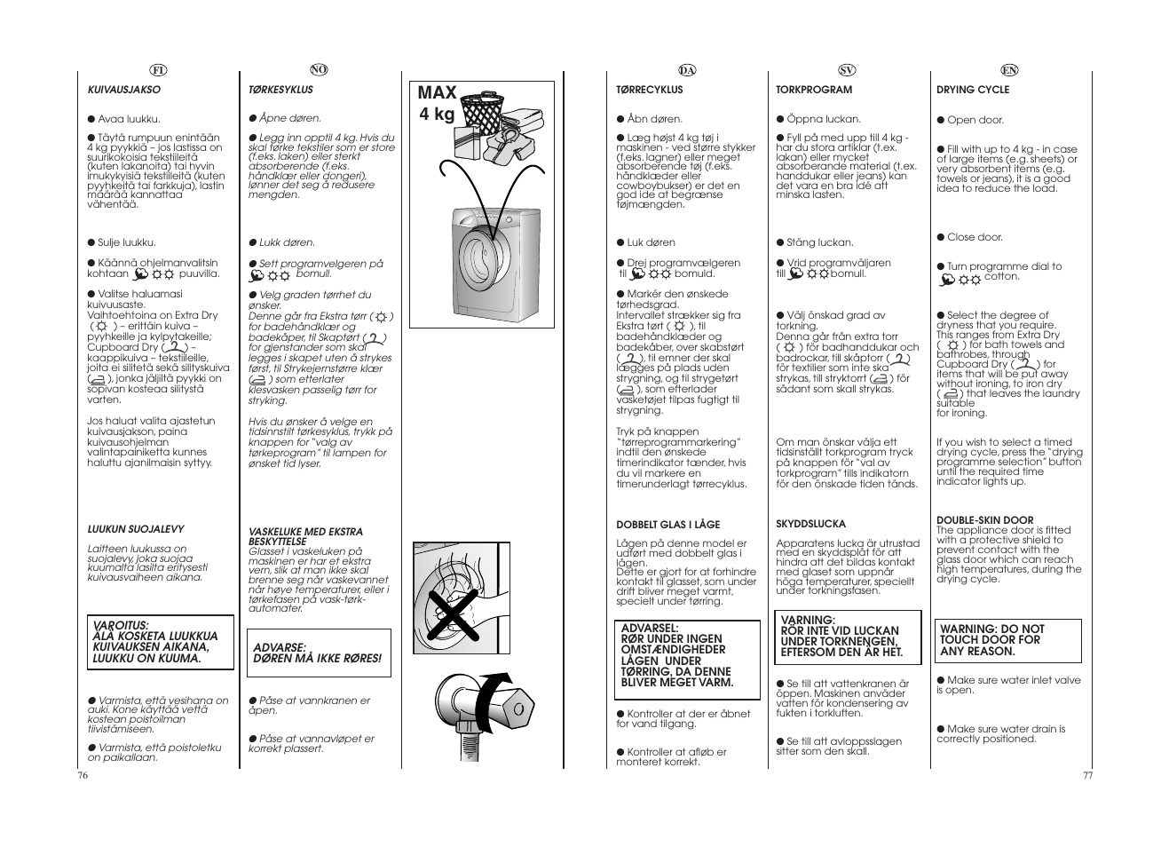 Max 4 kg | Candy GO4 W264-07S User Manual | Page 39 / 49
