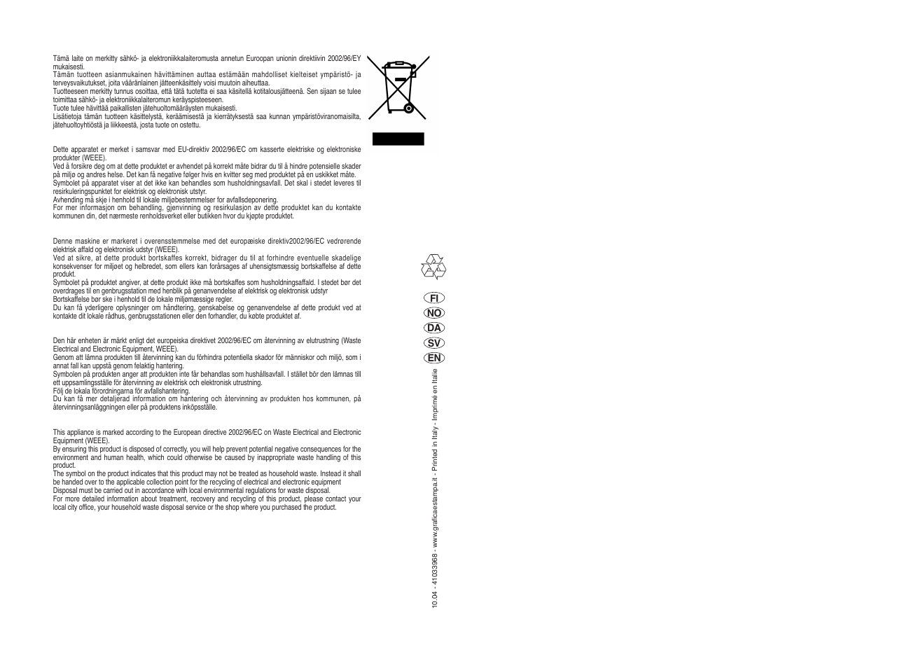 Candy GO4 W264-07S User Manual | Page 49 / 49
