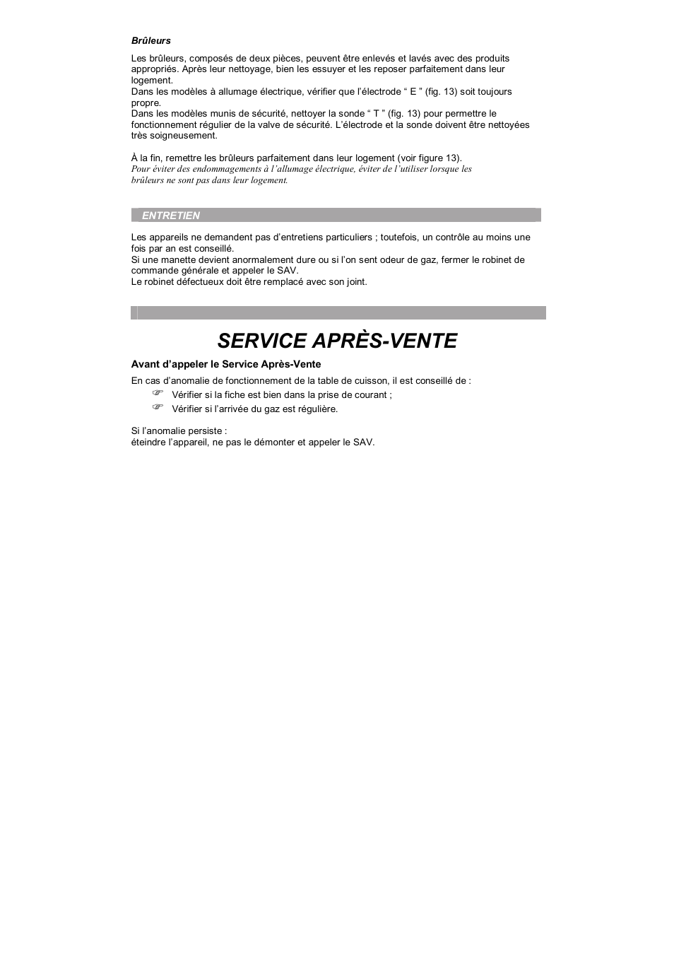 Service après-vente | Candy PL 40 X User Manual | Page 25 / 102