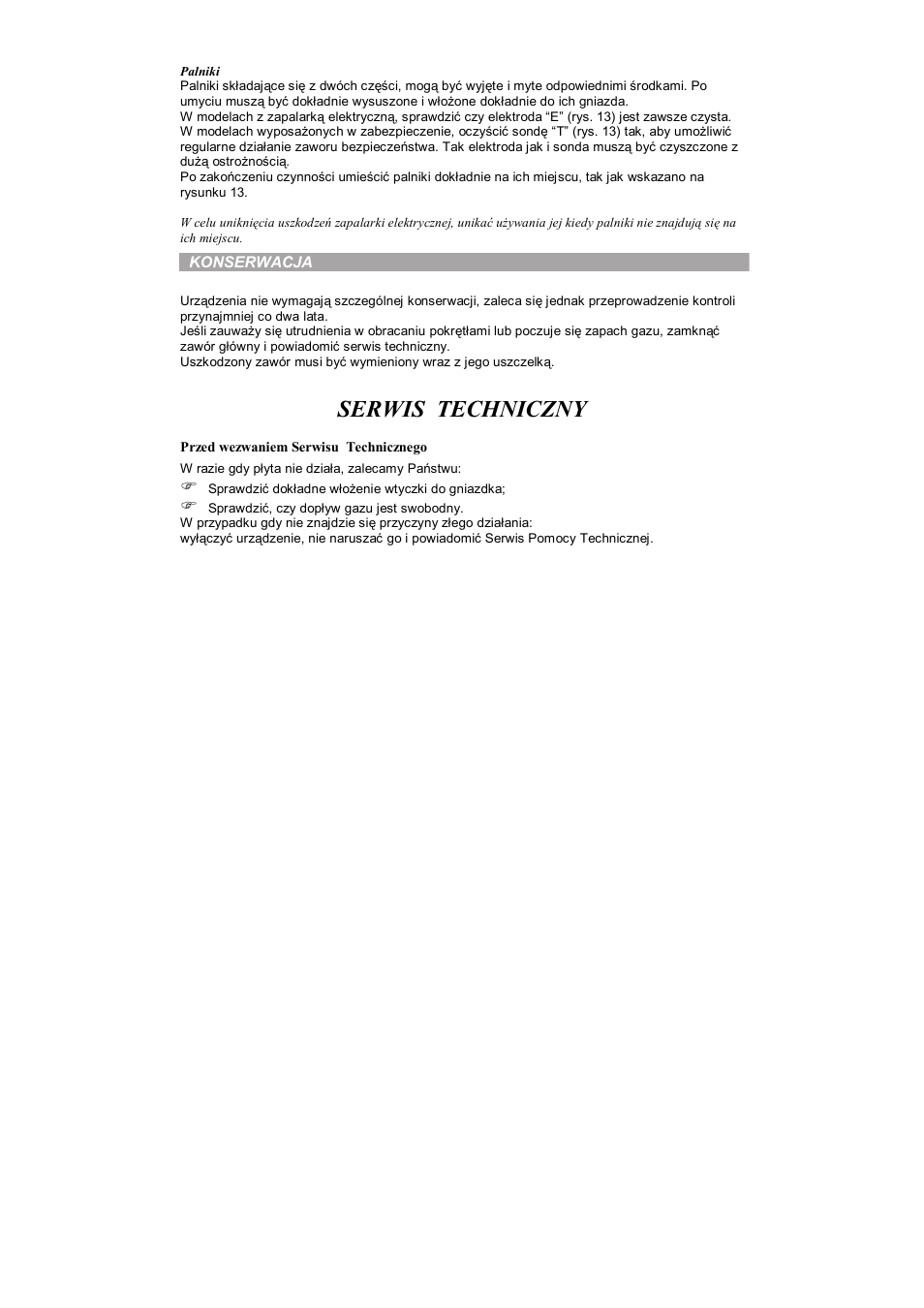 Serwis techniczny | Candy PL 40 X User Manual | Page 79 / 102