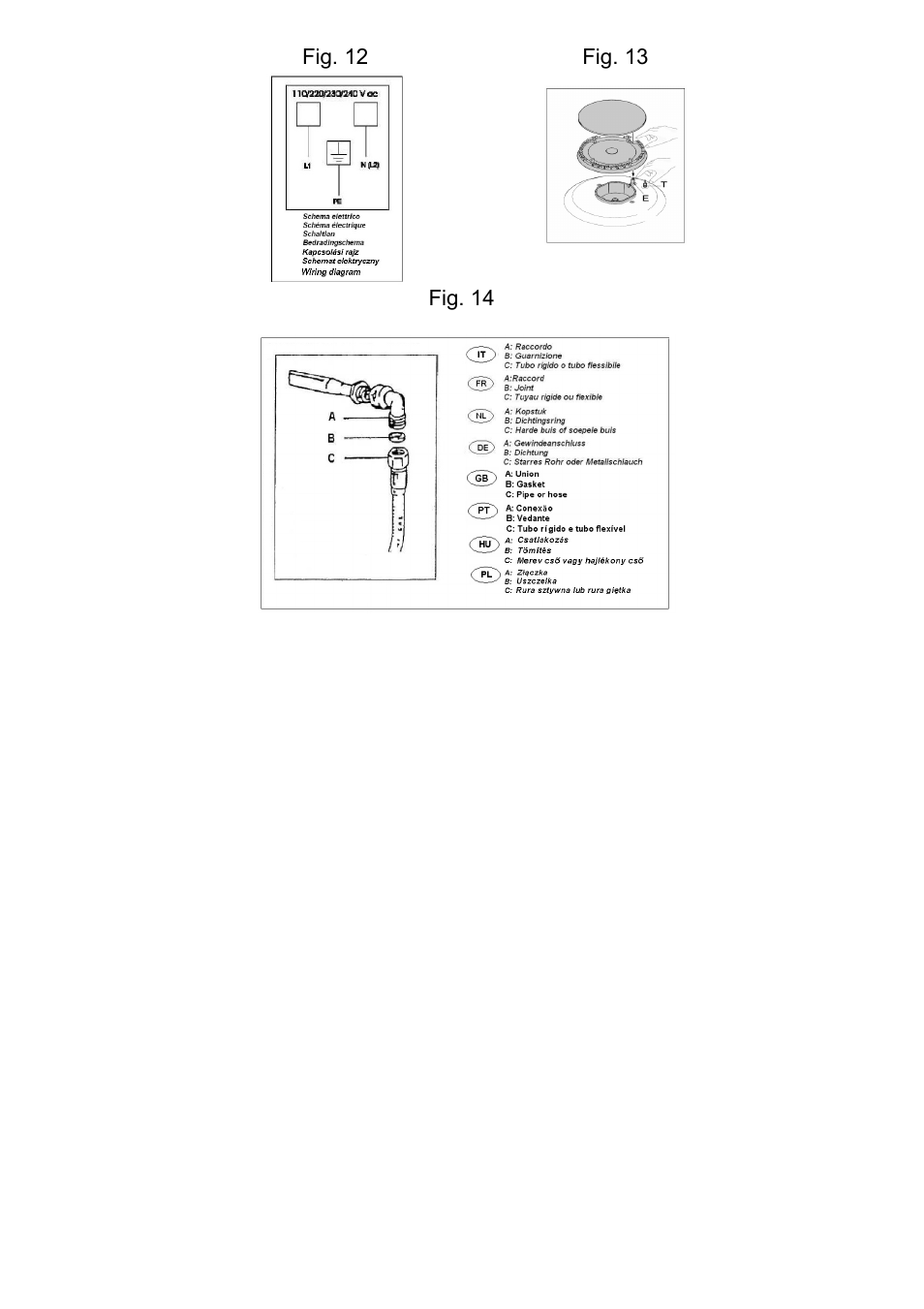 Fig. 12 fig. 13, Fig. 14 | Candy PL 40 X User Manual | Page 97 / 102