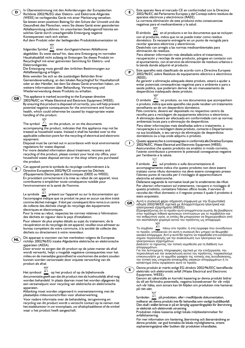 Candy PL 40 X User Manual | Page 98 / 102