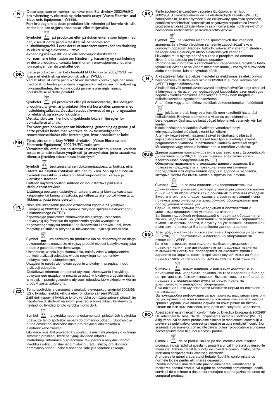 Candy PL 40 X User Manual | Page 99 / 102