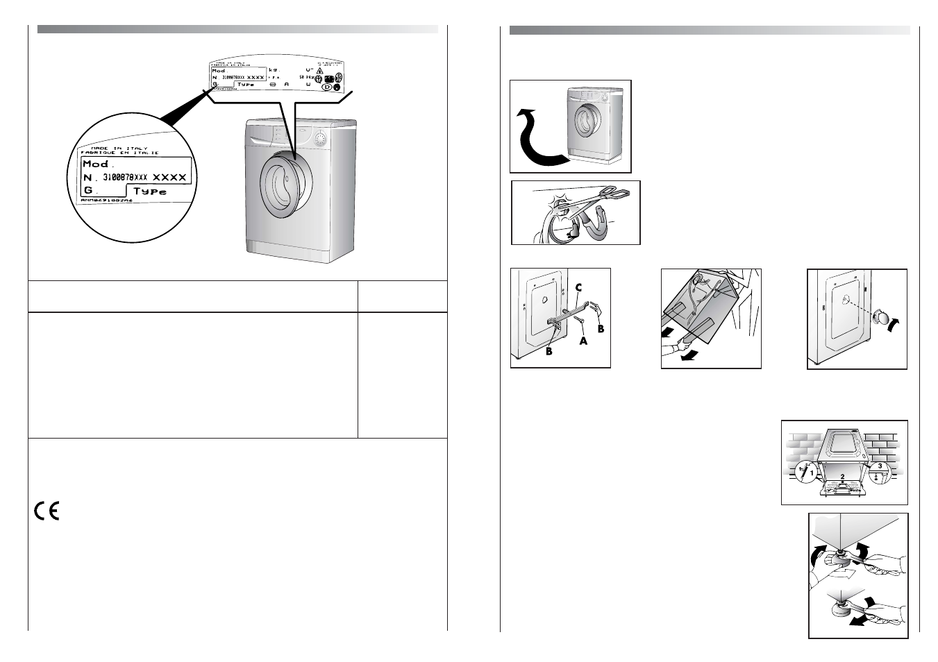 Setting up + installation, Technical data | Candy CM1612-80 User Manual | Page 14 / 17