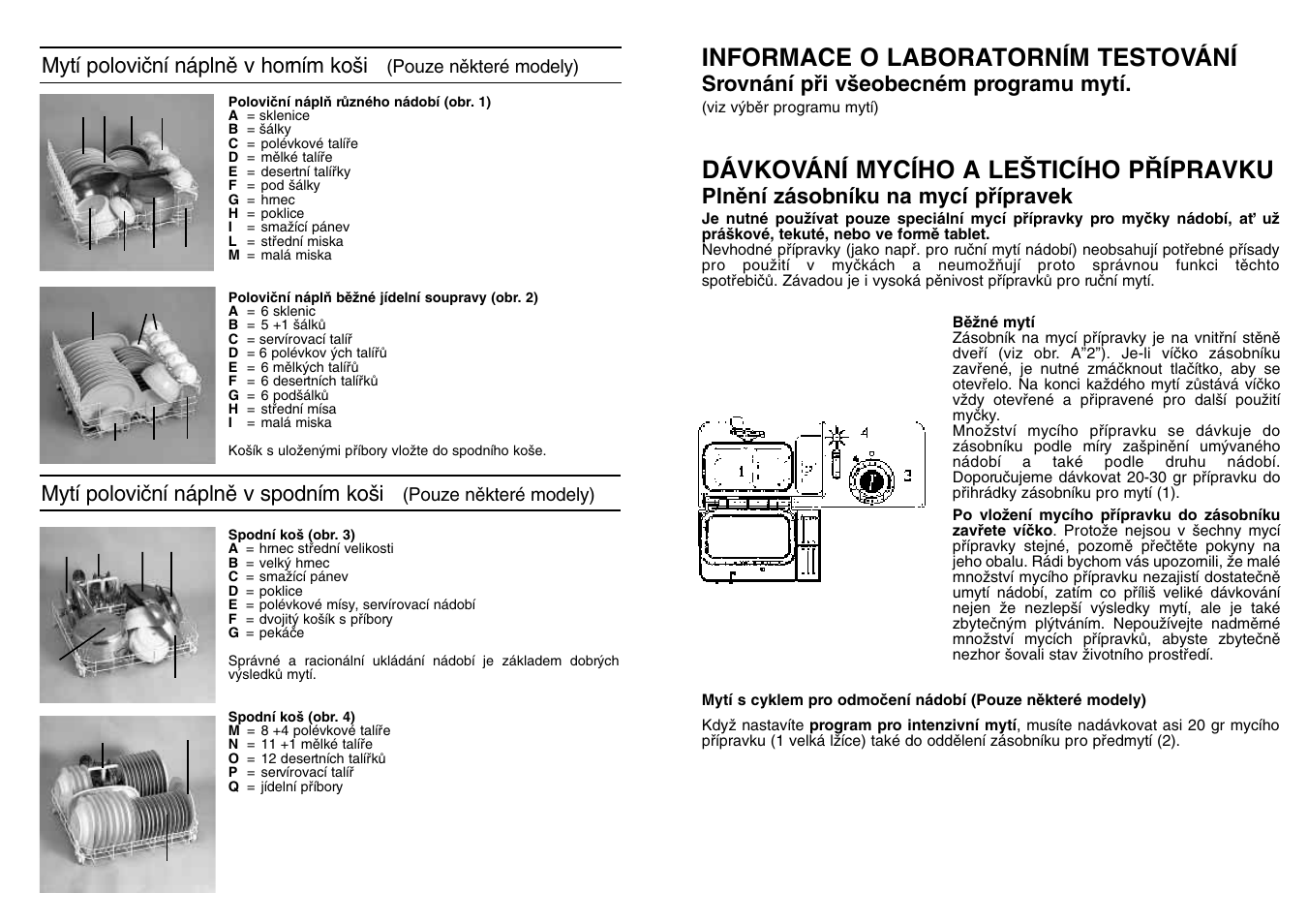 Informace o laboratorním testování, Dávkování mycího a le·ticího p¤ípravku | Candy CD 801 T User Manual | Page 50 / 65