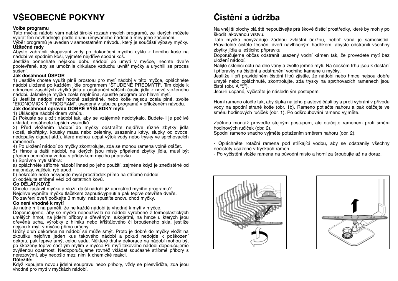 V·eobecné pokyny, Âistûní a údrïba | Candy CD 801 T User Manual | Page 52 / 65