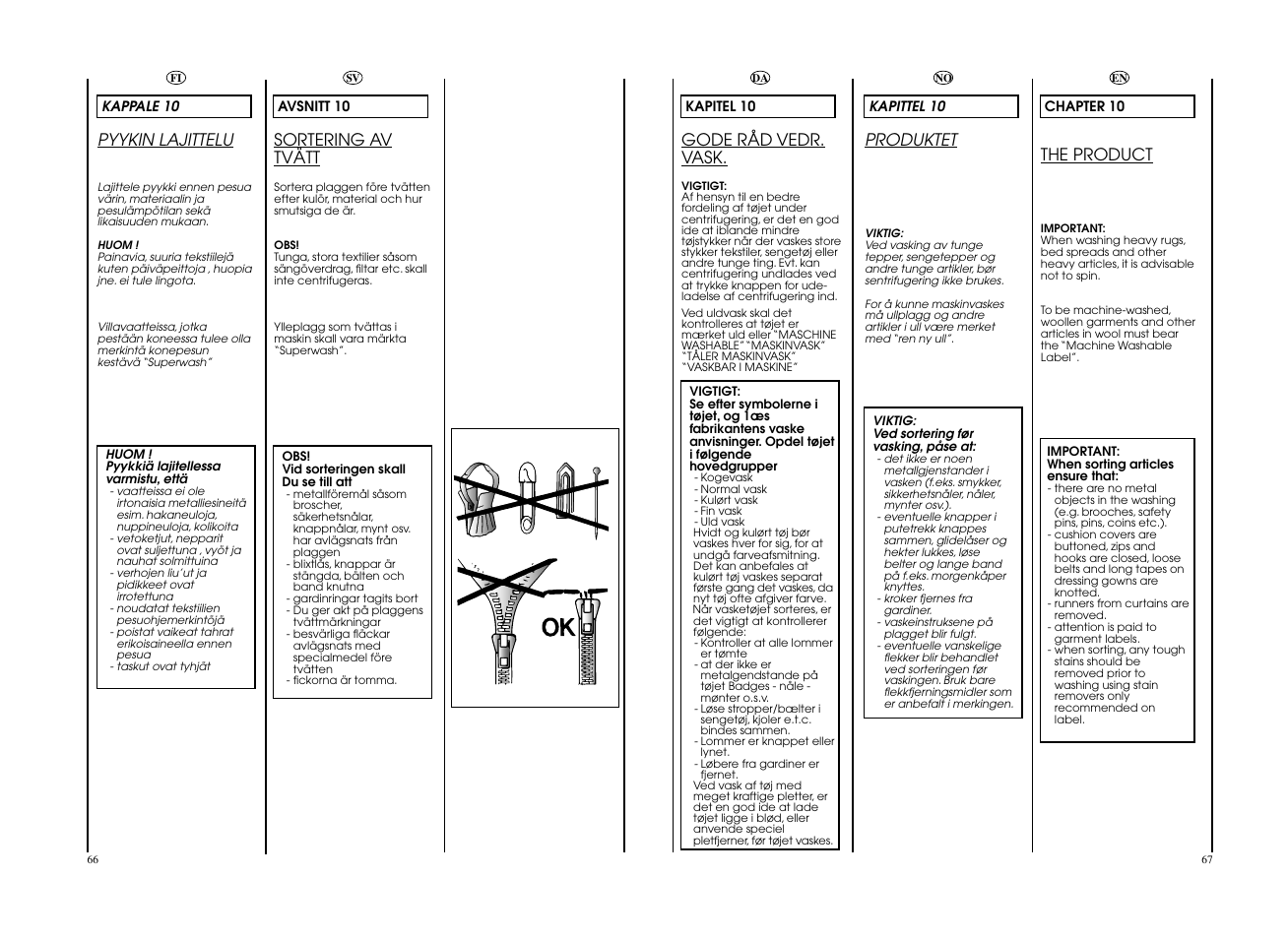 Gode råd vedr. vask, Produktet, Pyykin lajittelu | Sortering av tvätt, The product | Candy EVO 1684LW-S User Manual | Page 34 / 45