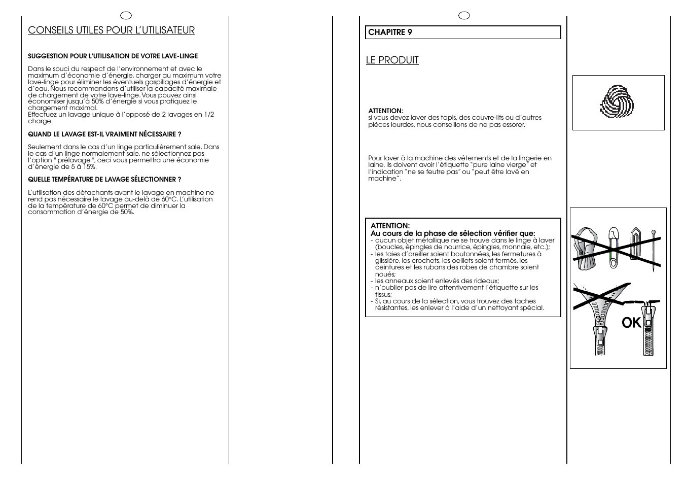 Conseils utiles pour l’utilisateur, Le produit | Candy HOLIDAY 1000 User Manual | Page 36 / 67