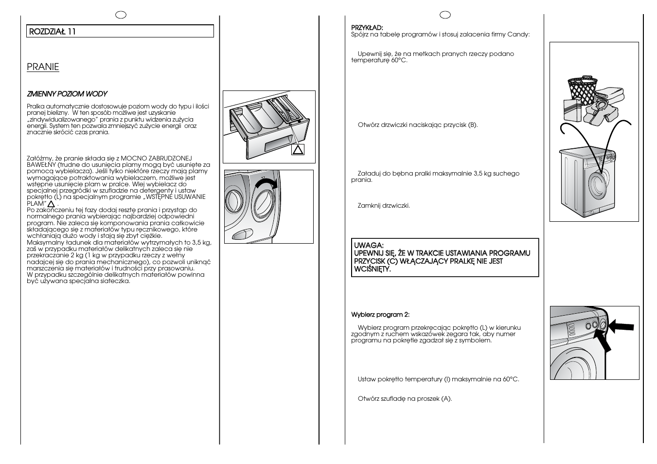 60° c 3,5 kg max | Candy HOLIDAY 1000 User Manual | Page 51 / 67