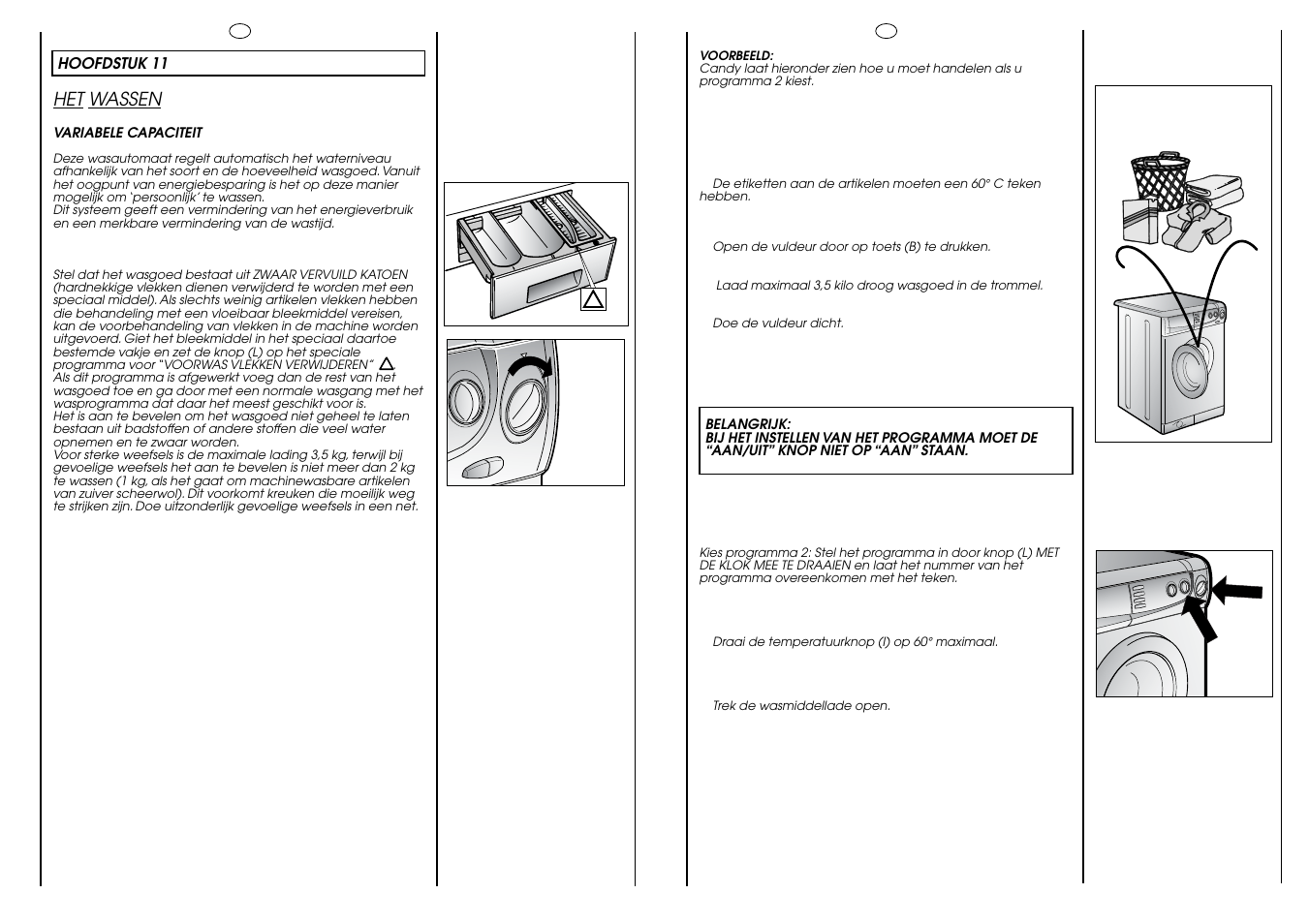 60° c 3,5 kg max | Candy HOLIDAY 1000 User Manual | Page 64 / 67