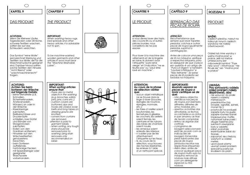 Separação das peças de roupa, Le produit, Das produkt | Produkt, The product | Candy CJ 643 T User Manual | Page 19 / 33