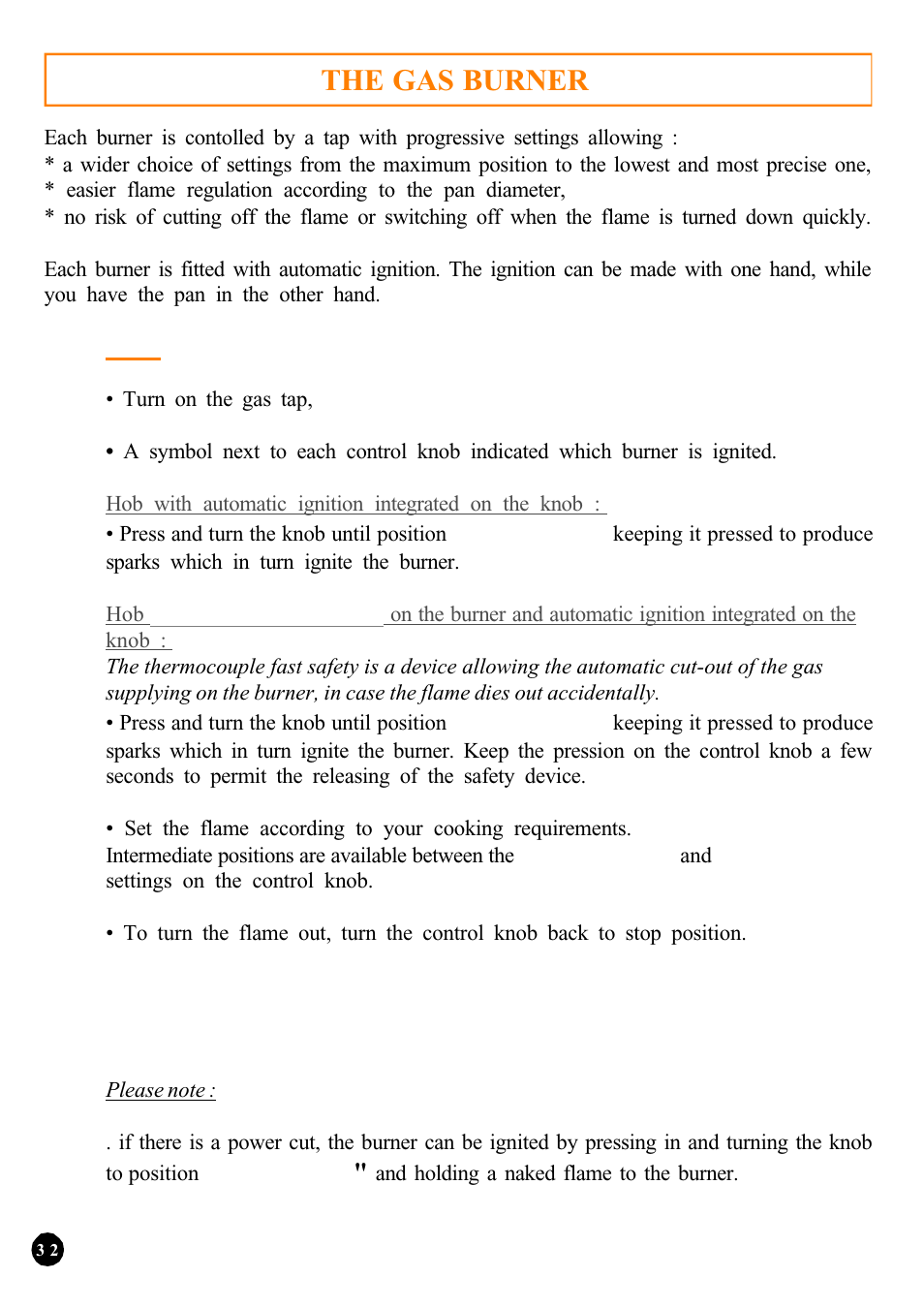 The gas burner | Candy PSA 640__1 FGH User Manual | Page 13 / 18