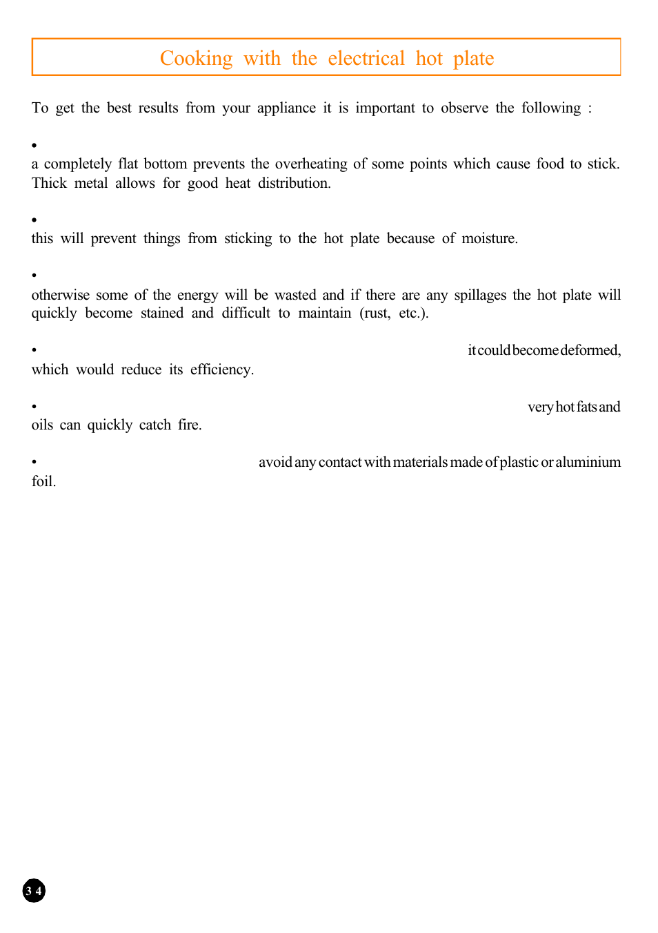 Cooking with the electrical hot plate | Candy PSA 640__1 FGH User Manual | Page 15 / 18