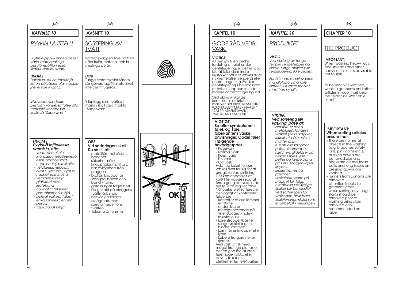 Gode råd vedr. vask, Produktet, Pyykin lajittelu | Sortering av tvätt, The product | Candy GO 1682D-86S User Manual | Page 32 / 41