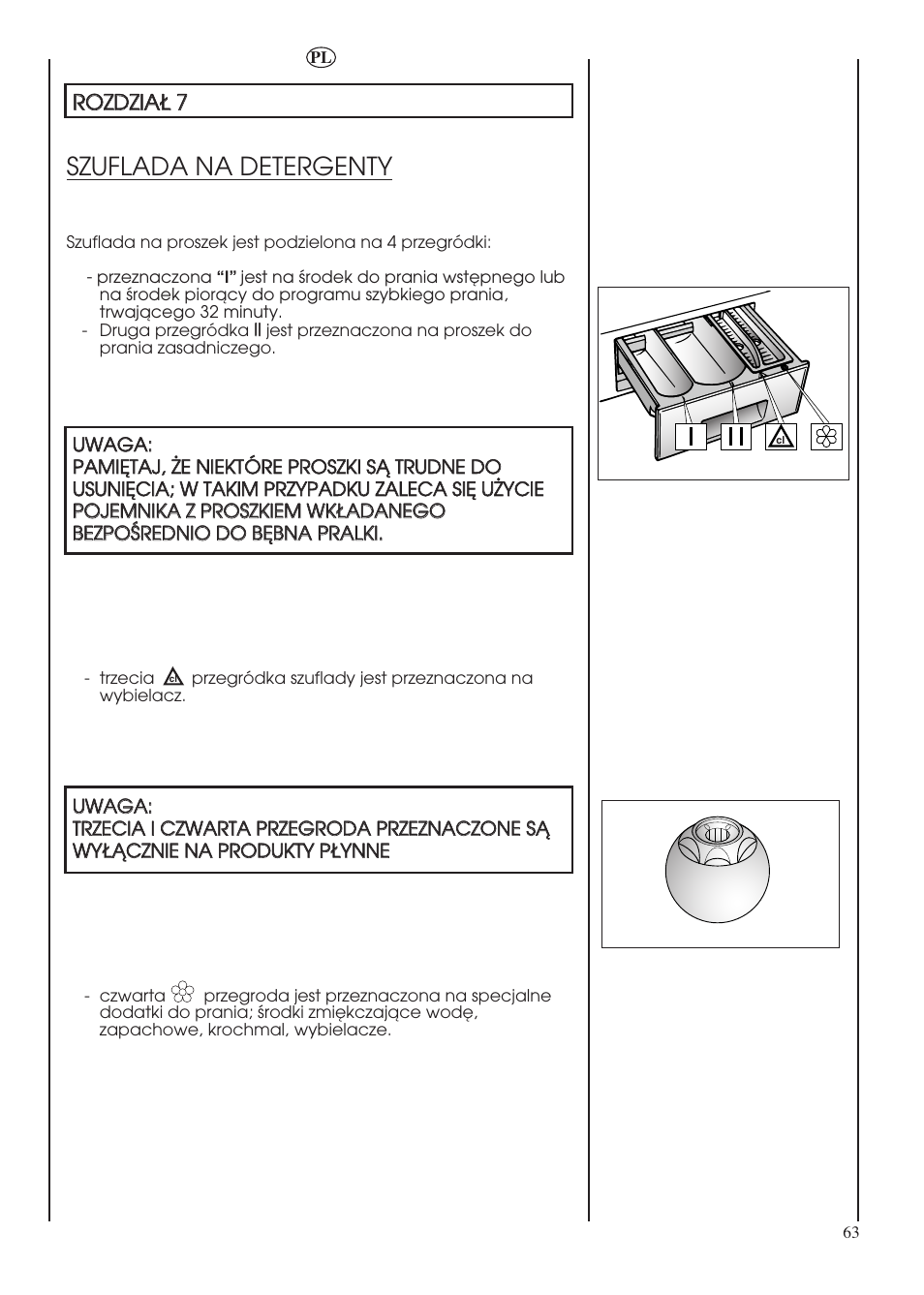 Szuflada na detergenty | Candy LBHOL 182 User Manual | Page 63 / 80