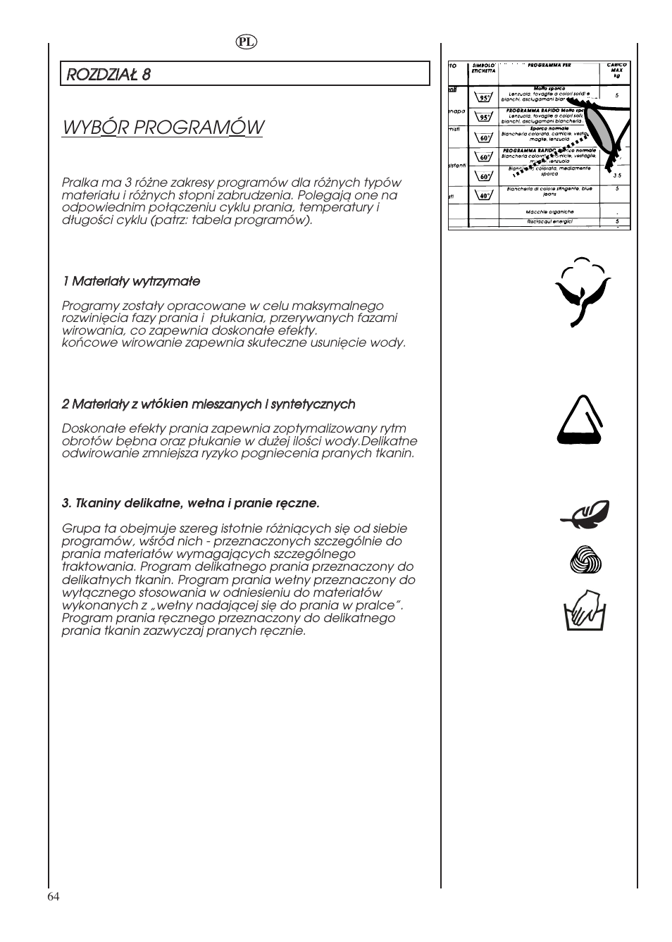 Wyb ó r program ó w, Rro ozzd dzziia aд д 8 8 | Candy LBHOL 182 User Manual | Page 64 / 80