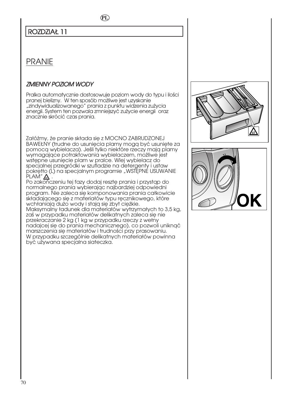 Pranie | Candy LBHOL 182 User Manual | Page 70 / 80