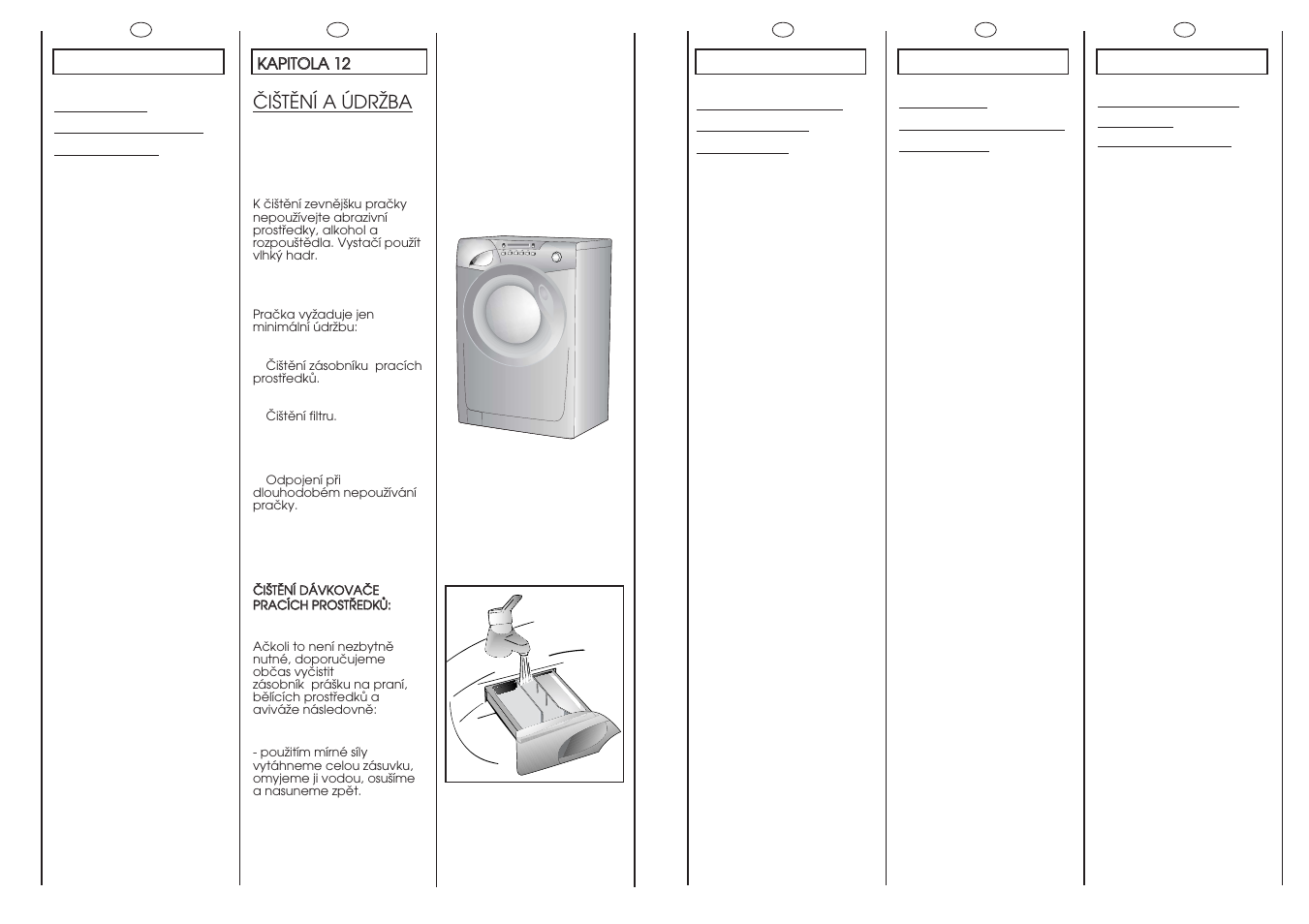 Reinigung und allgemeine wartung, Cleaning and routine maintenance, Limpieza y mantenimiento ordinario | Limpeza e manutenção da maquina, Öiätëní a údrïba | Candy GO 1065D-37S User Manual | Page 35 / 41