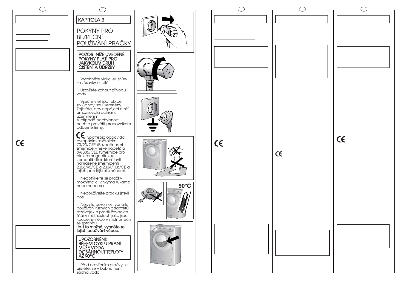 Sicherheits- vorschriften, Safety measures, Normas de seguridad | Instruções de segurança, Pokyny pro bezpeöné pouïívání praöky | Candy GO 1065D-37S User Manual | Page 6 / 41