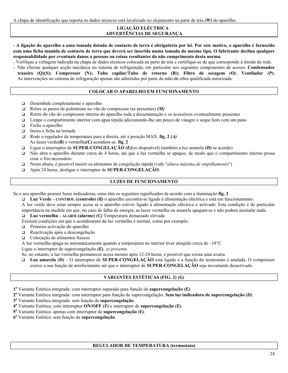 Candy CO CHFA 270 User Manual | Page 24 / 32