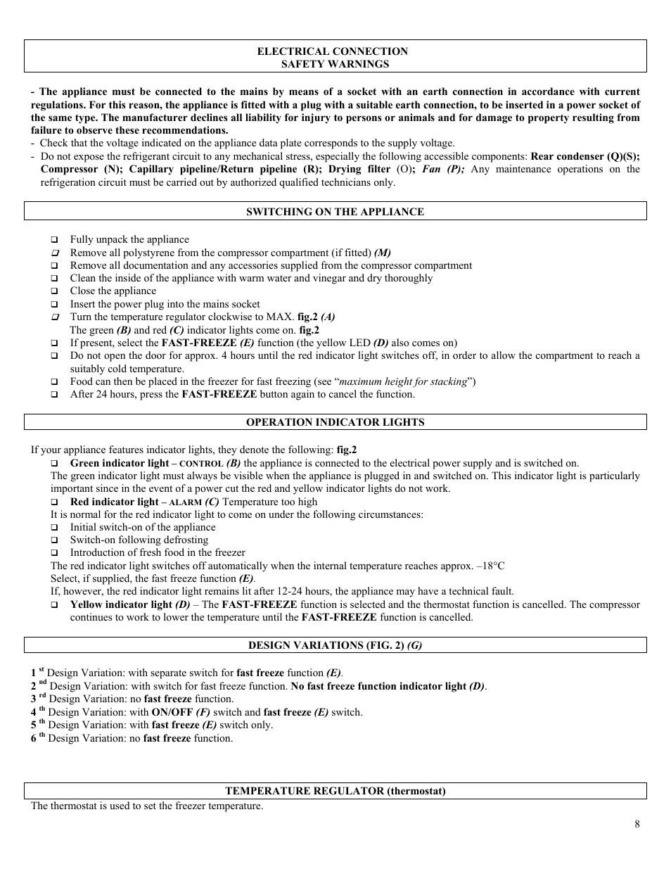 Candy CO CHFA 270 User Manual | Page 8 / 32