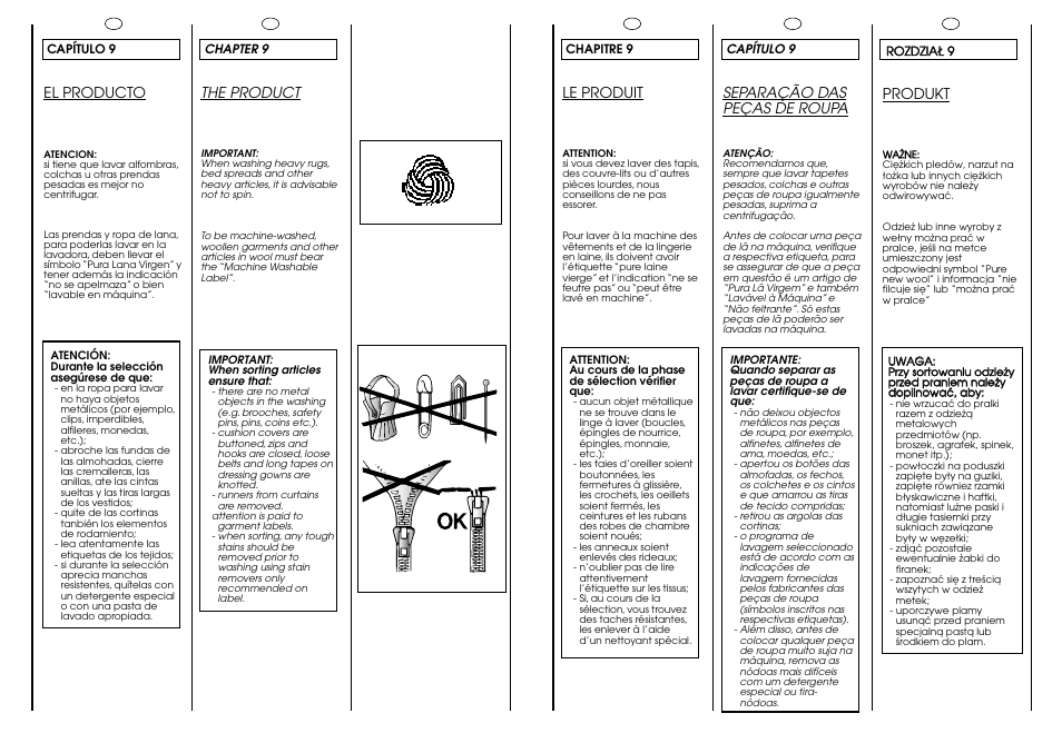 Separação das peças de roupa, Le produit, Produkt | The product, El producto | Candy CJ 474__F User Manual | Page 18 / 33