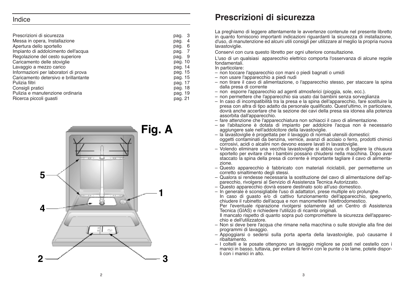 Fig. a, Prescrizioni di sicurezza | Candy LS DFI PLAN User Manual | Page 2 / 77