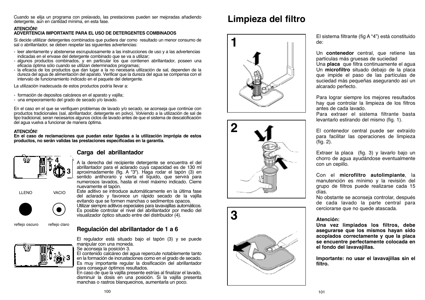 Limpieza del filtro | Candy LS DFI PLAN User Manual | Page 51 / 77