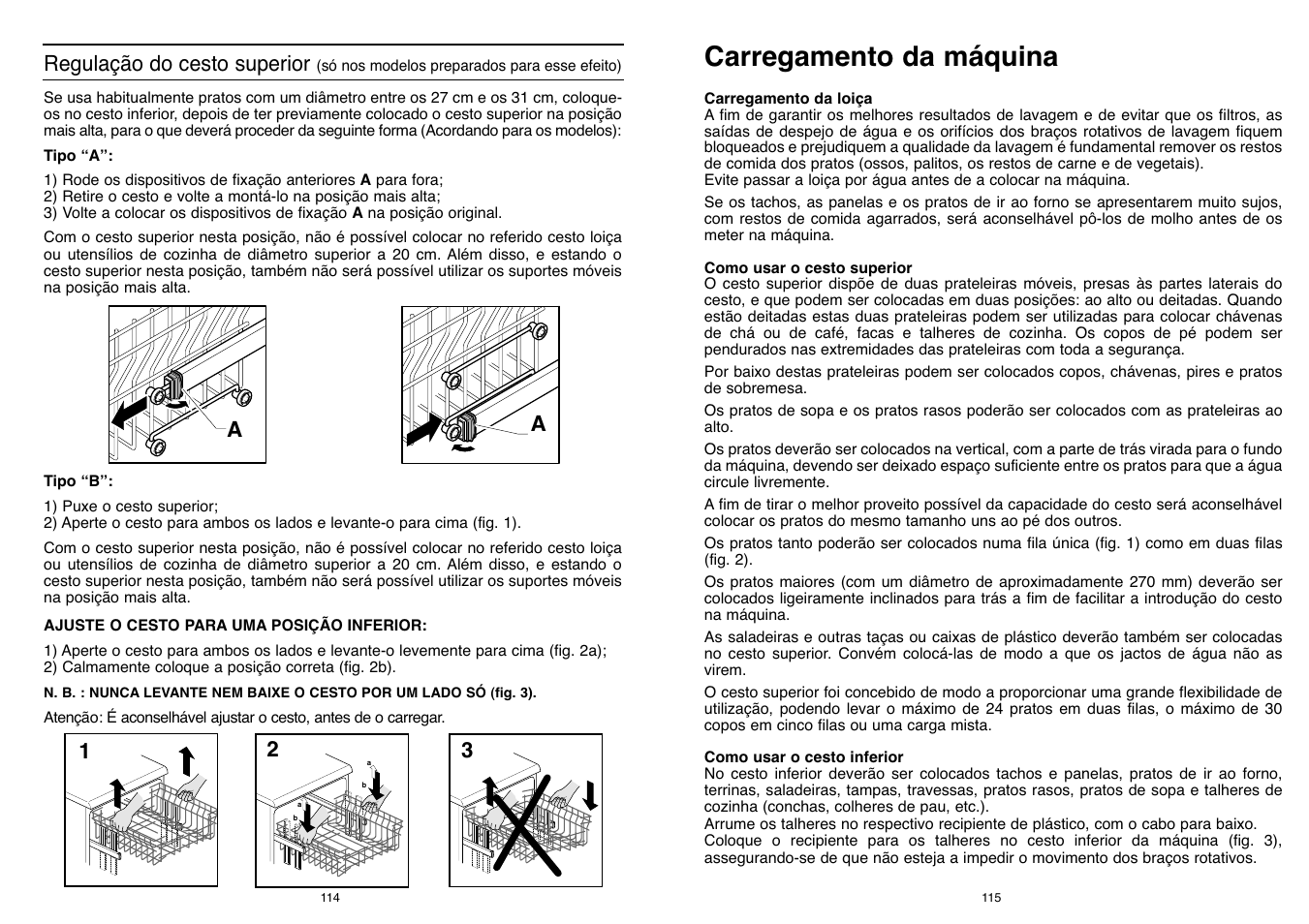 Carregamento da máquina, Regulação do cesto superior | Candy LS DFI PLAN User Manual | Page 58 / 77