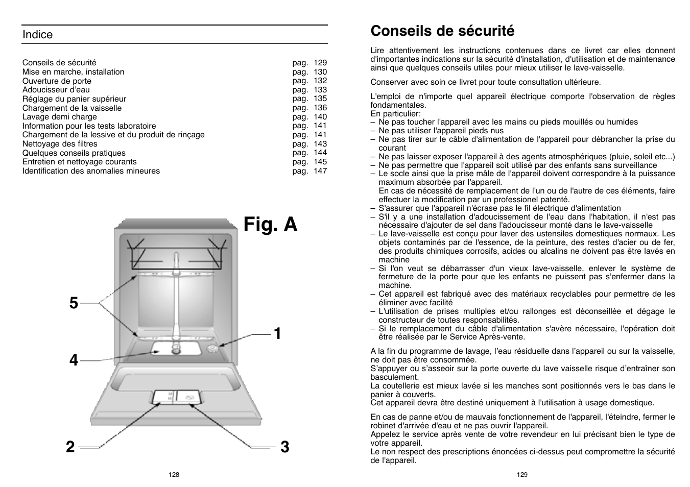 Fig. a, Conseils de sécurité | Candy LS DFI PLAN User Manual | Page 65 / 77