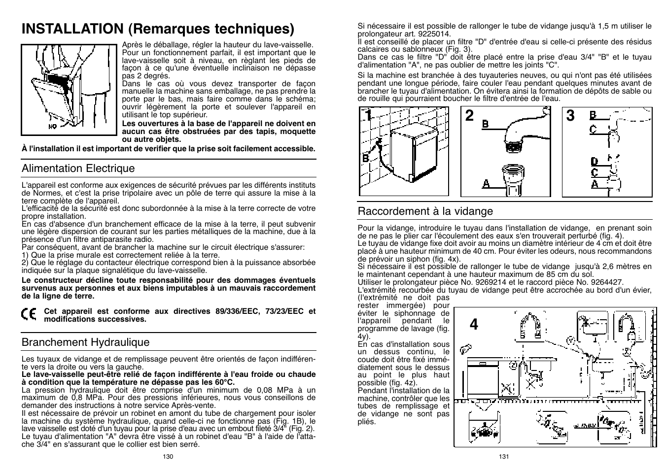 Installation (remarques techniques) | Candy LS DFI PLAN User Manual | Page 66 / 77