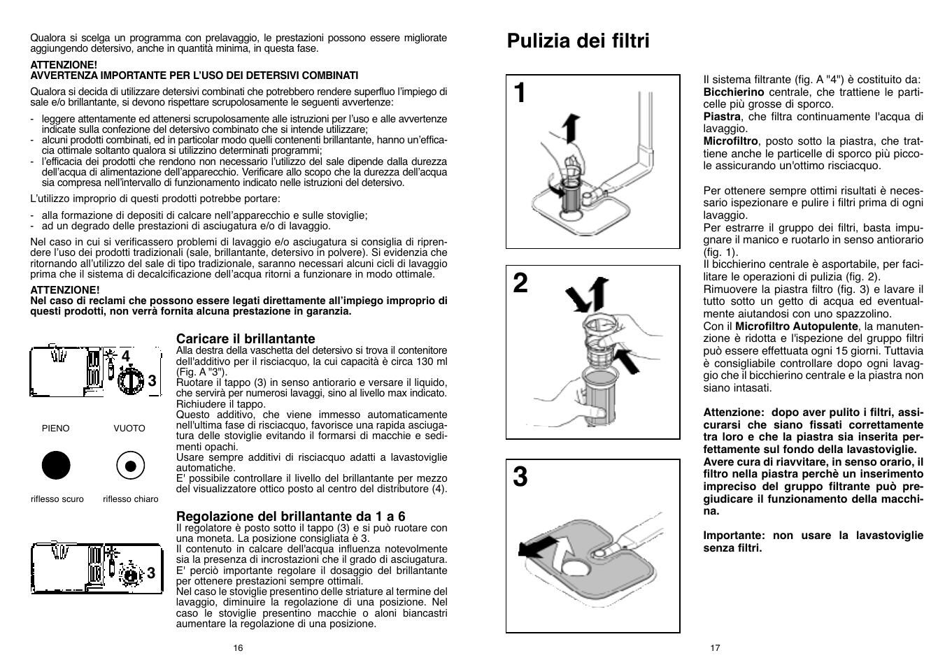 Pulizia dei filtri | Candy LS DFI PLAN User Manual | Page 9 / 77