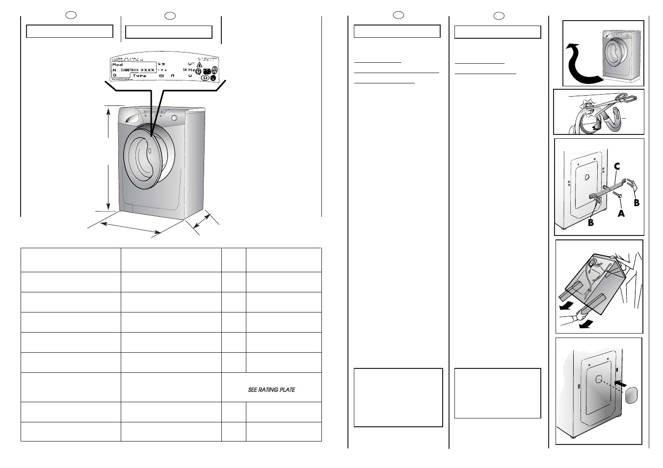 Puesta en funcionamiento instalación, Setting up installation | Candy GO 812 AUS User Manual | Page 5 / 21