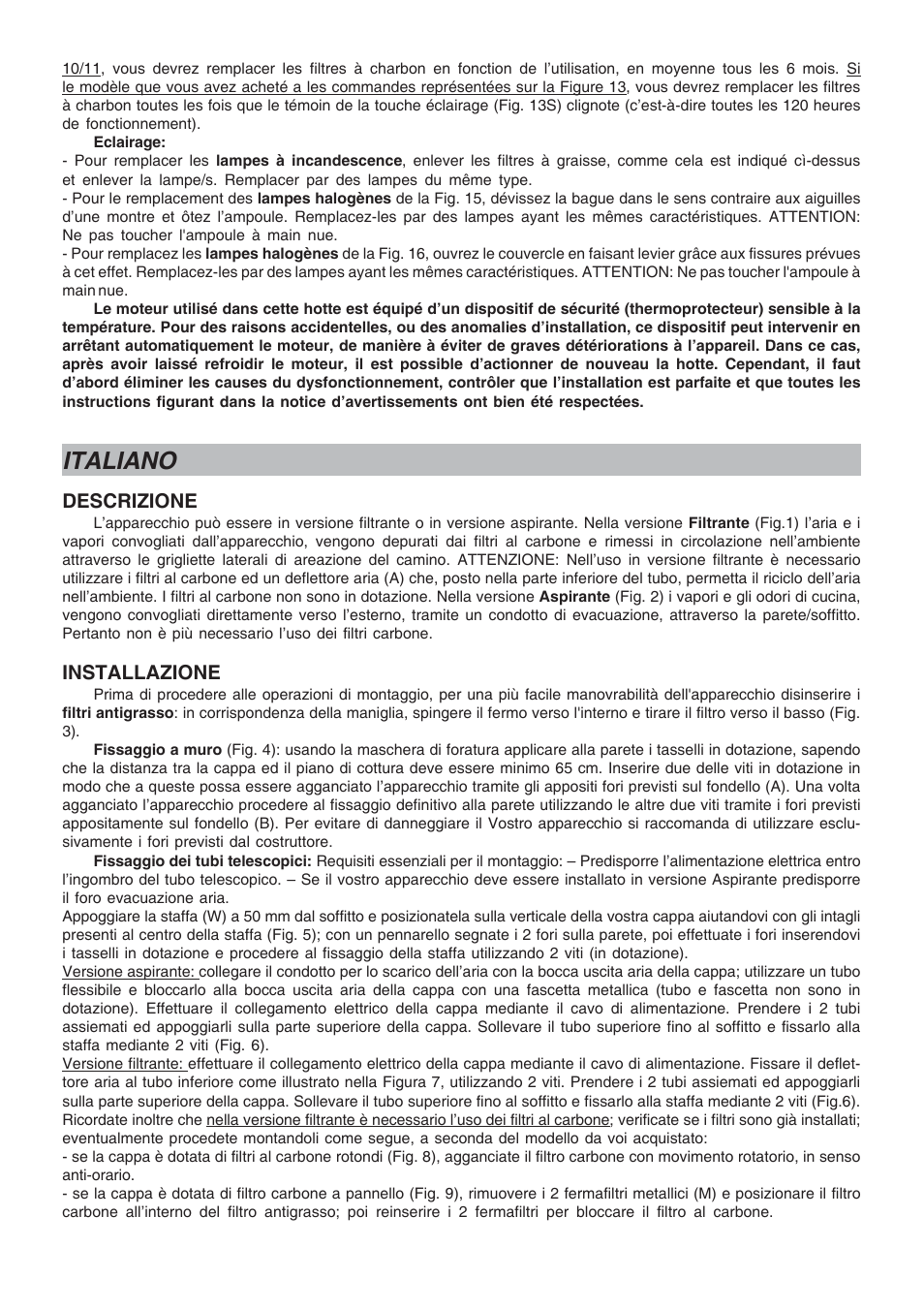 Italiano, Descrizione, Installazione | Candy CEC 71 X User Manual | Page 7 / 16