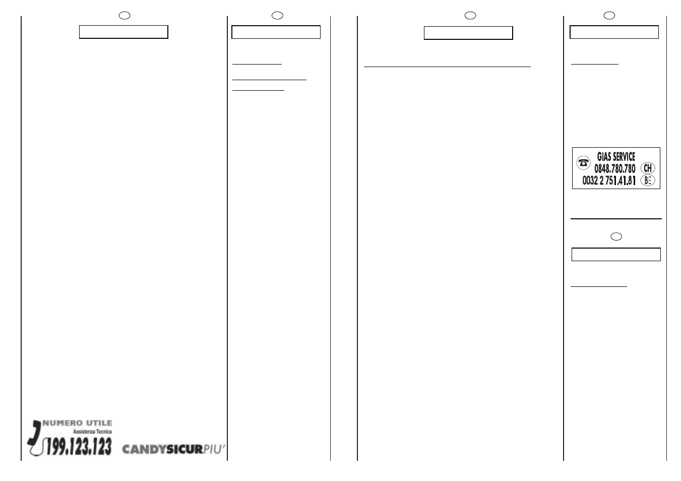 Servizio assistenza clienti | Candy CWB 1307-01S User Manual | Page 5 / 41